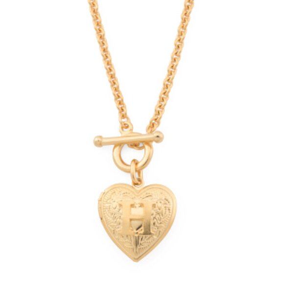 Ben-Amun Jewelry - NEW BEN AMUN Made In Usa 24kt Gold Plated Brass Initial Heart H Locket Necklace